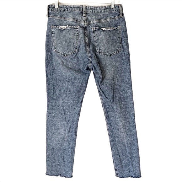 ZARA High Rise Raw Hem Fringe Ankle Factory Distressed Boyfriend Jeans S… - Picture 8 of 9